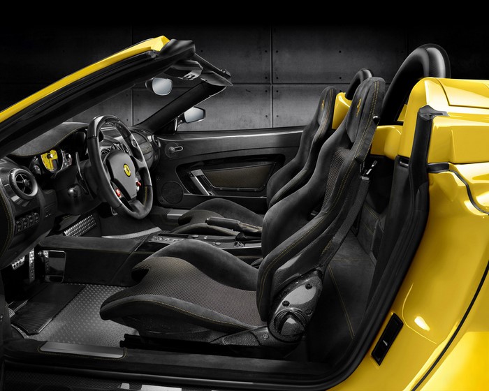 Yellow Ferrari Convertible Interior