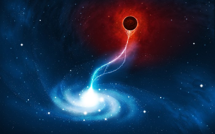 Black hole and galaxy in space