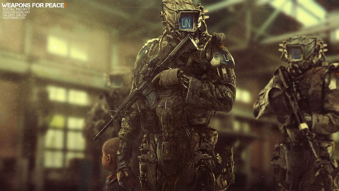 United Nations soldiers in sci-fi armor