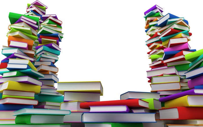 Stacks of colorful books