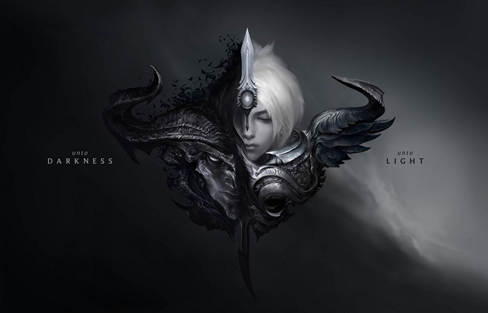 Character split between light and darkness