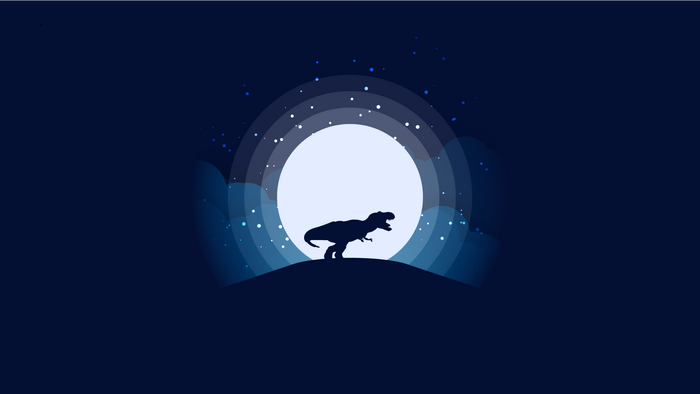 Dinosaur silhouette on a hill under the moon