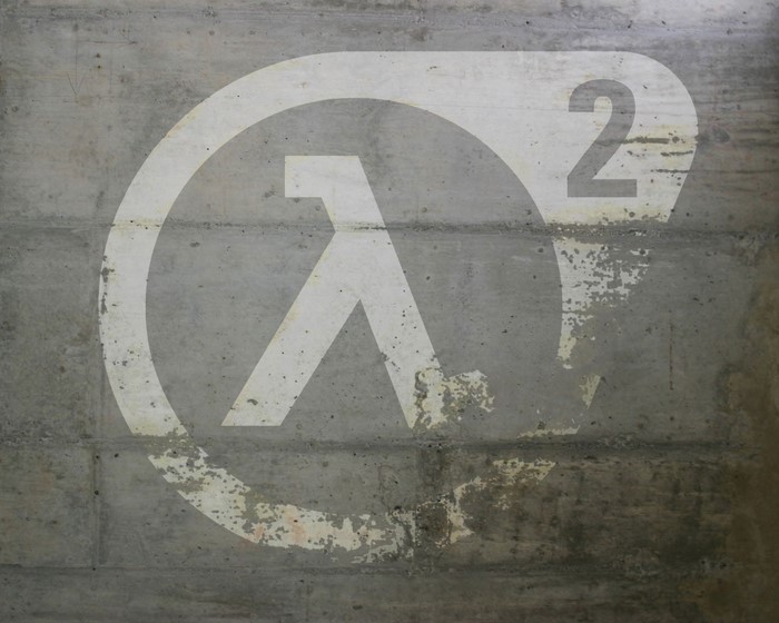 Half-Life 2 Lambda Logo on Concrete