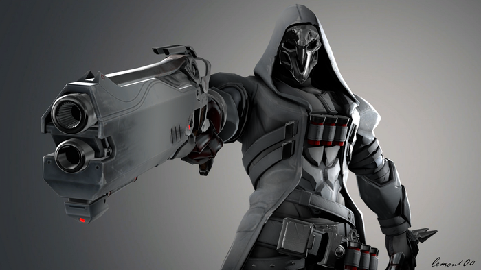 Reaper from Overwatch holding shotguns