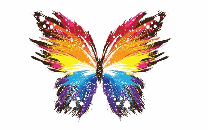 Abstract colorful butterfly with paint brush strokes
