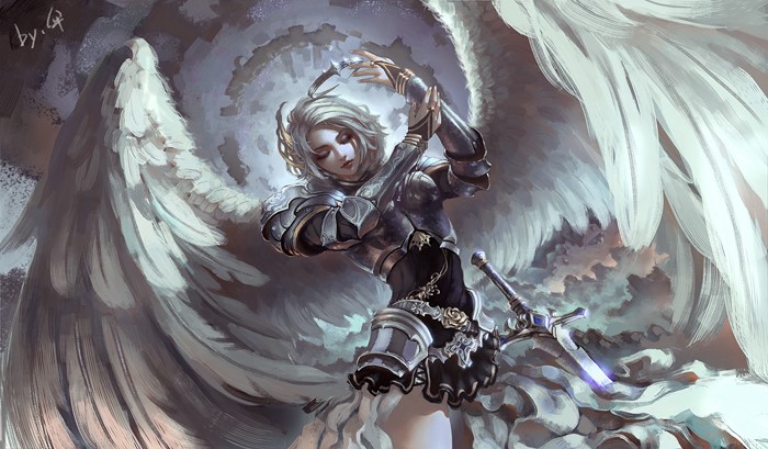 Angel Warrior with Sword and Wings