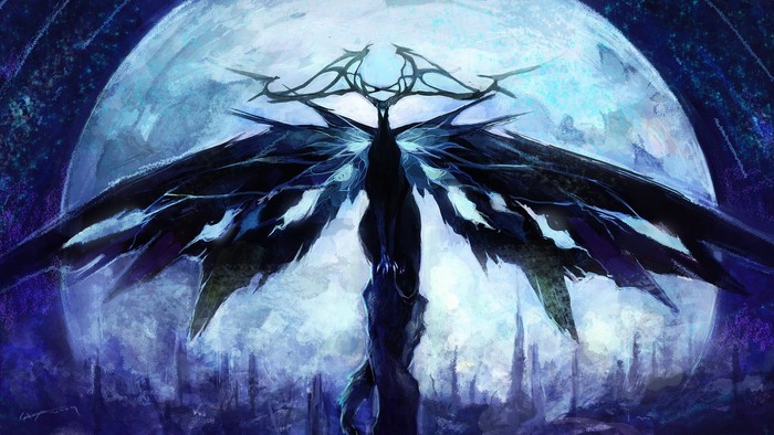 God of Darkness with Large Moon