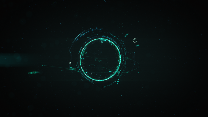 Abstract digital HUD interface with glowing elements