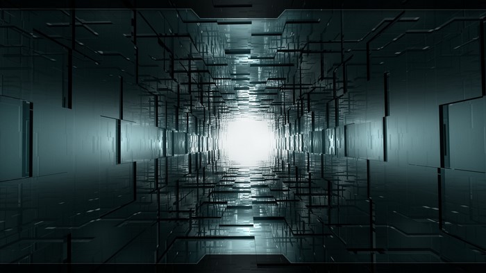 Abstract futuristic tunnel with glowing light