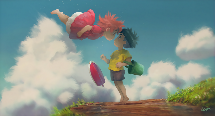 Ponyo and Sosuke from Studio Ghibli