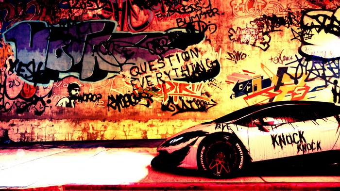 Lamborghini Huracan with graffiti