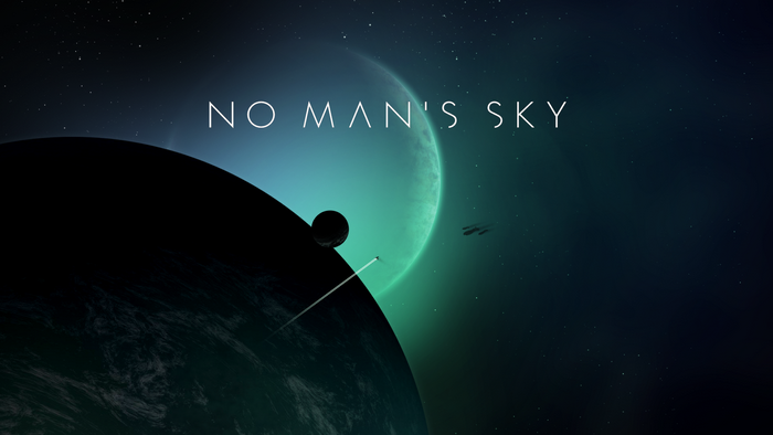 No Man's Sky title screen with planets and ships
