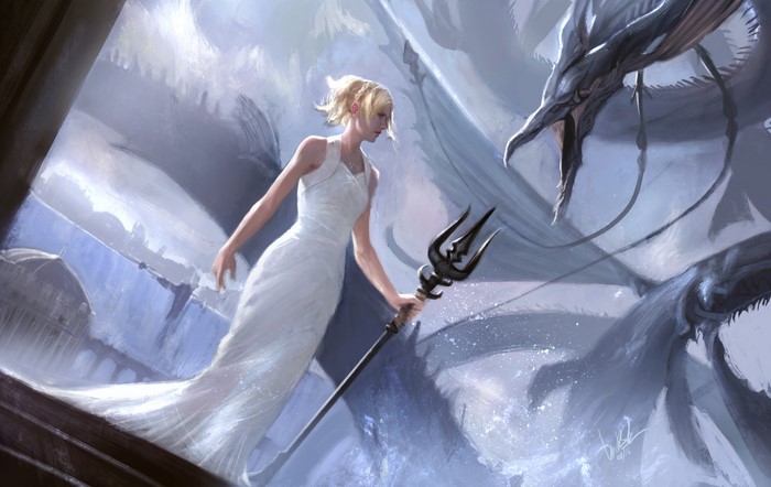 Lunafreya Nox Fleuret from Final Fantasy XV with Leviathan
