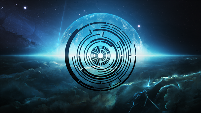 Maze on a blue planet in space