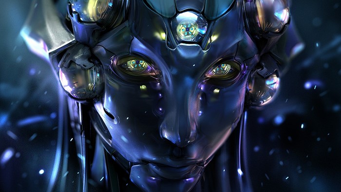 Sci Fi Robot Face Close-up