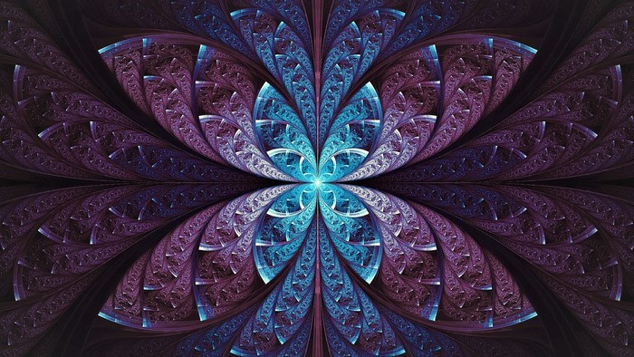 Abstract Blue and Purple Fractal Flower