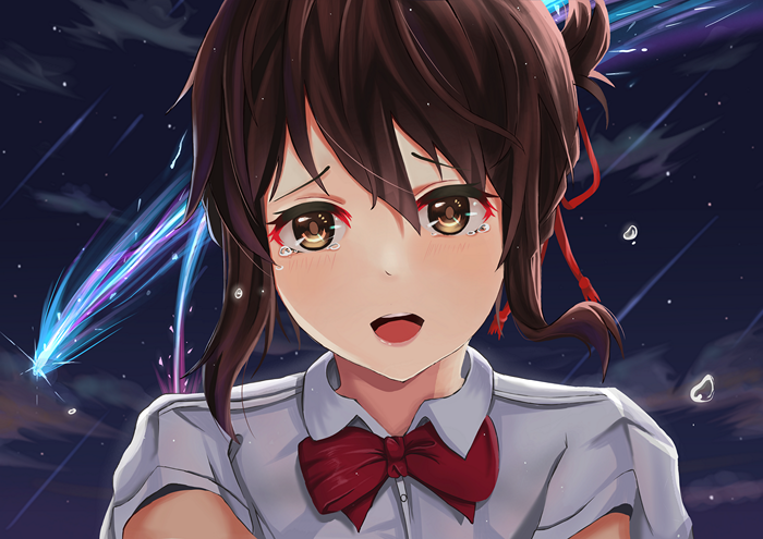 Mitsuha Miyamizu from Your Name crying