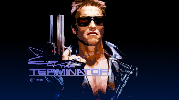 The Terminator Arnold Schwarzenegger holding a gun