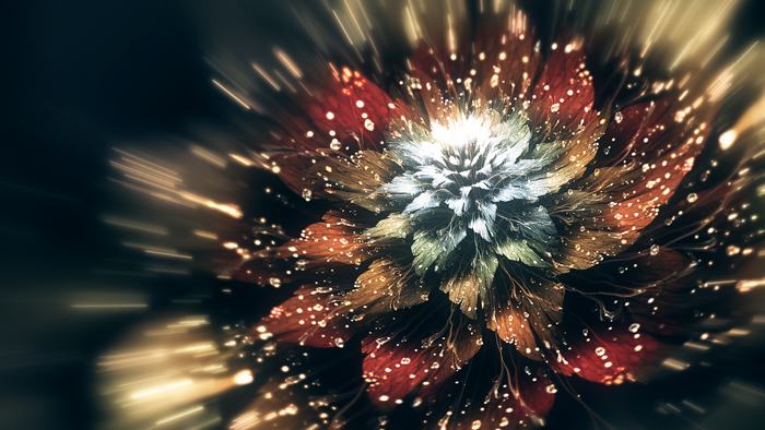 Abstract fractal flower with glowing particles