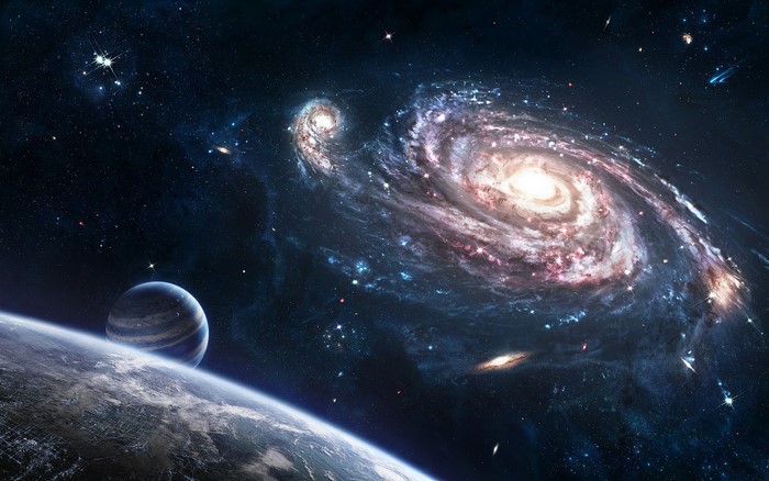 Galaxy with Planets and Stars