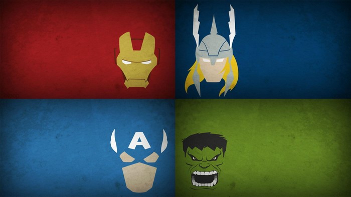 Iron Man, Thor, Captain America, and Hulk from Marvel