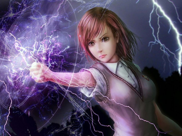 Mikoto Misaka from Toaru Majutsu no Index using lightning