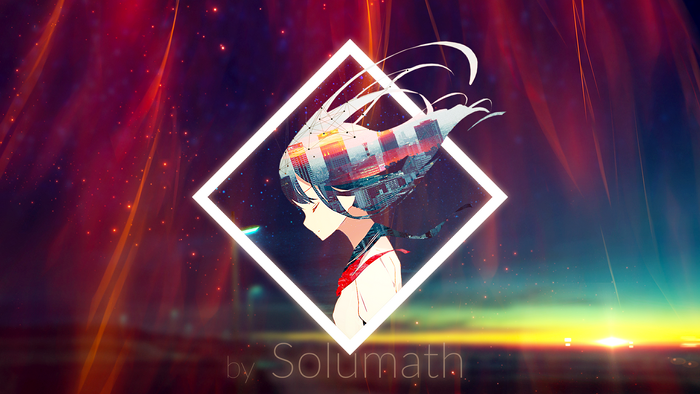 Anime girl with city in hair by Solumath
