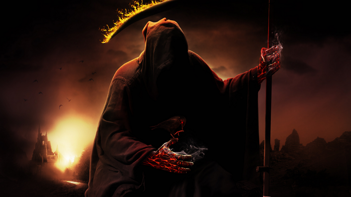 Grim Reaper with flaming scythe