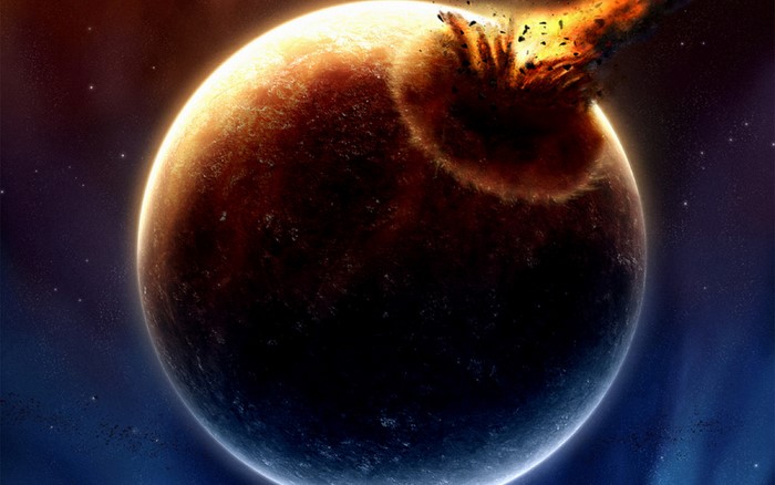 Planet collision in sci-fi space
