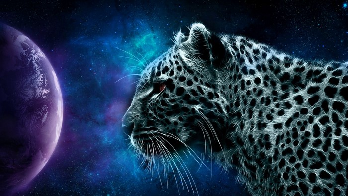 Fractal Leopard in Outer Space with Planet
