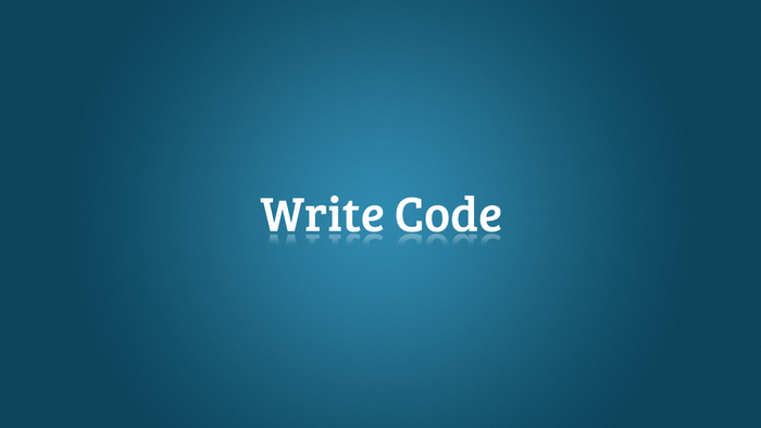 Write Code text on blue background