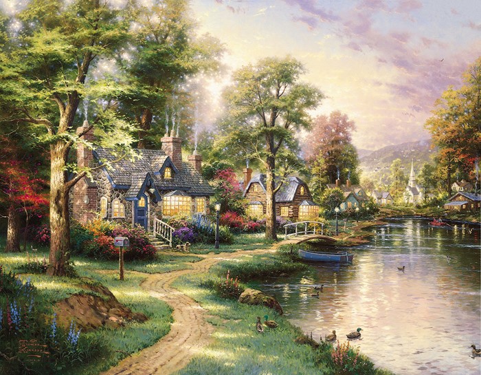 Charming Village by a Peaceful River