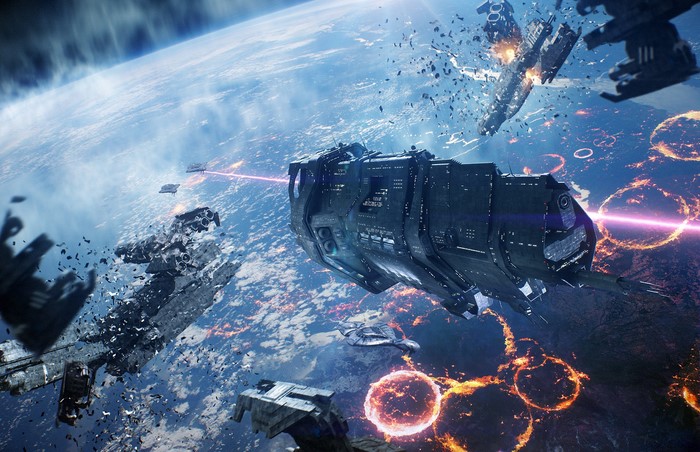 Halo Spaceship Battle Above Planet
