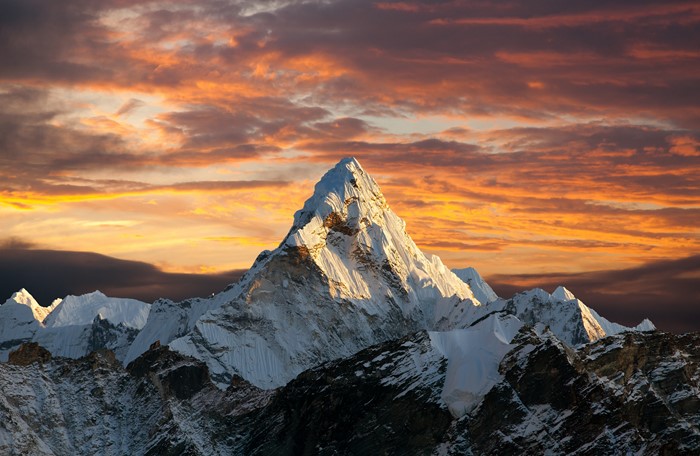 Ama Dablam Mountain Peak at Sunset