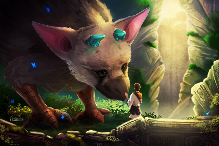 Trico and boy from The Last Guardian