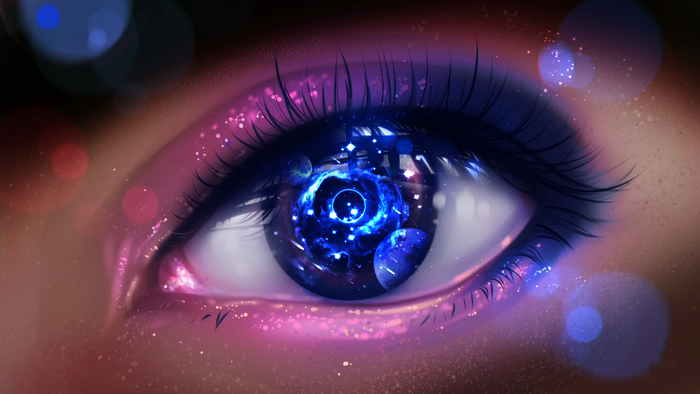 Eye with galaxy reflection