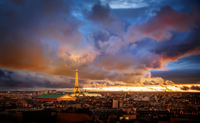 Eiffel Tower Paris Sunset Cityscape