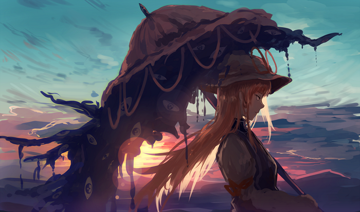 Yukari Yakumo with Umbrella at Twilight