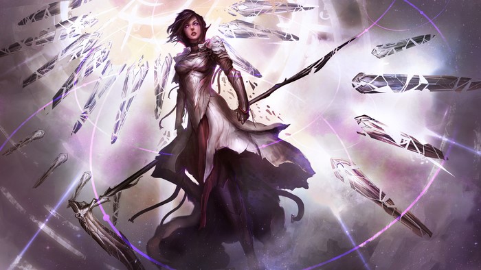 Woman with Scythe and Crystal Shards