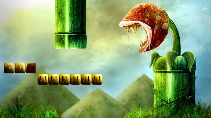 Piranha Plant and Mario Blocks