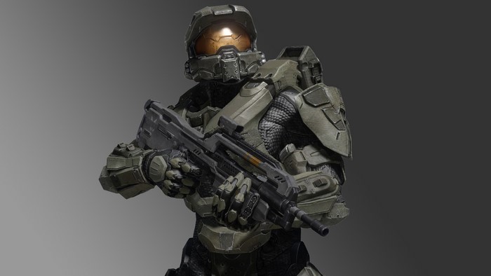 Master Chief from Halo holding a rifle
