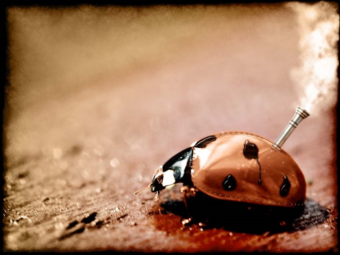 Steampunk ladybug with smoke