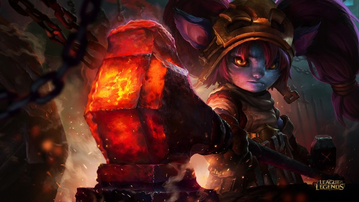 Poppy from League of Legends with a hammer