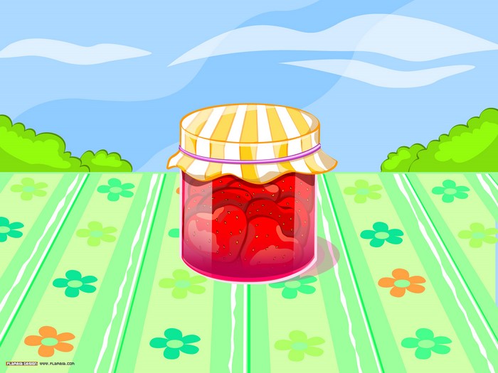 Jar of Strawberry Jam on a Table