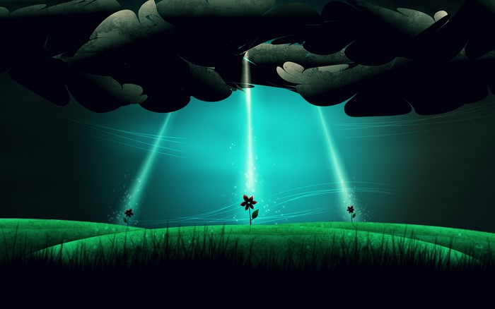 Artistic Nature Scene with Beams of Light