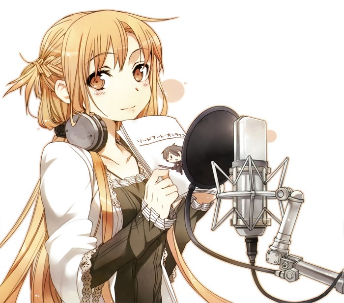 Asuna Yuuki from Sword Art Online with microphone