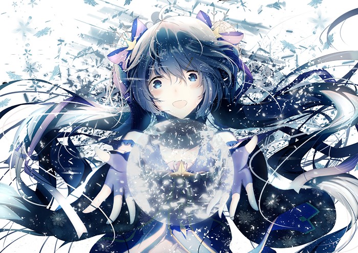 Hatsune Miku from Vocaloid holding a snow globe