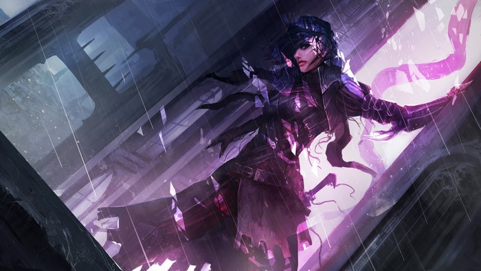 Fantasy Woman Warrior in Rain