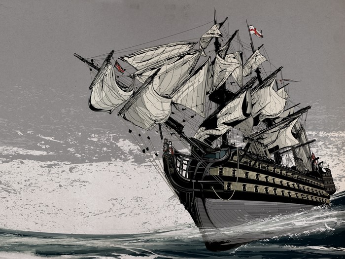 Ship sailing on rough seas
