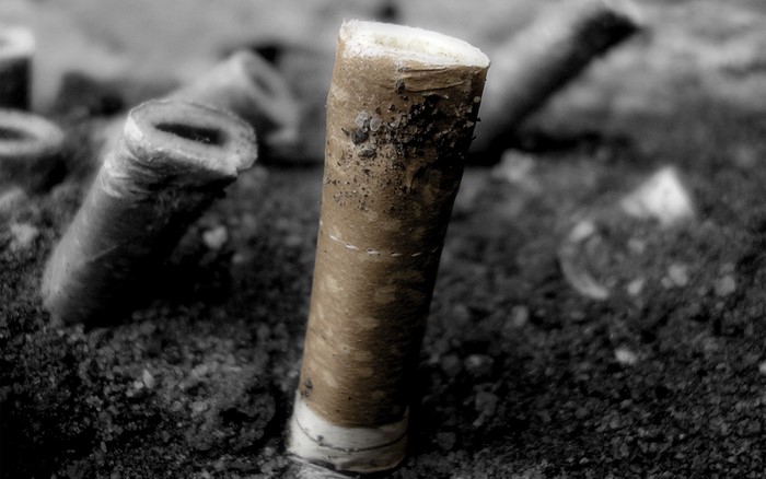 Cigarette butts in an ashtray